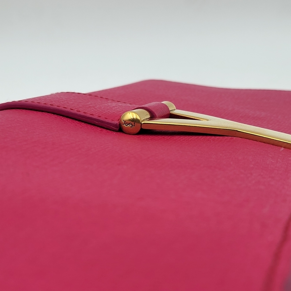 YVES  SAINT LAURENTCalfskin Classic Y Ligne Clutch Fuchsia..Authentic... - Picture 16 of 16